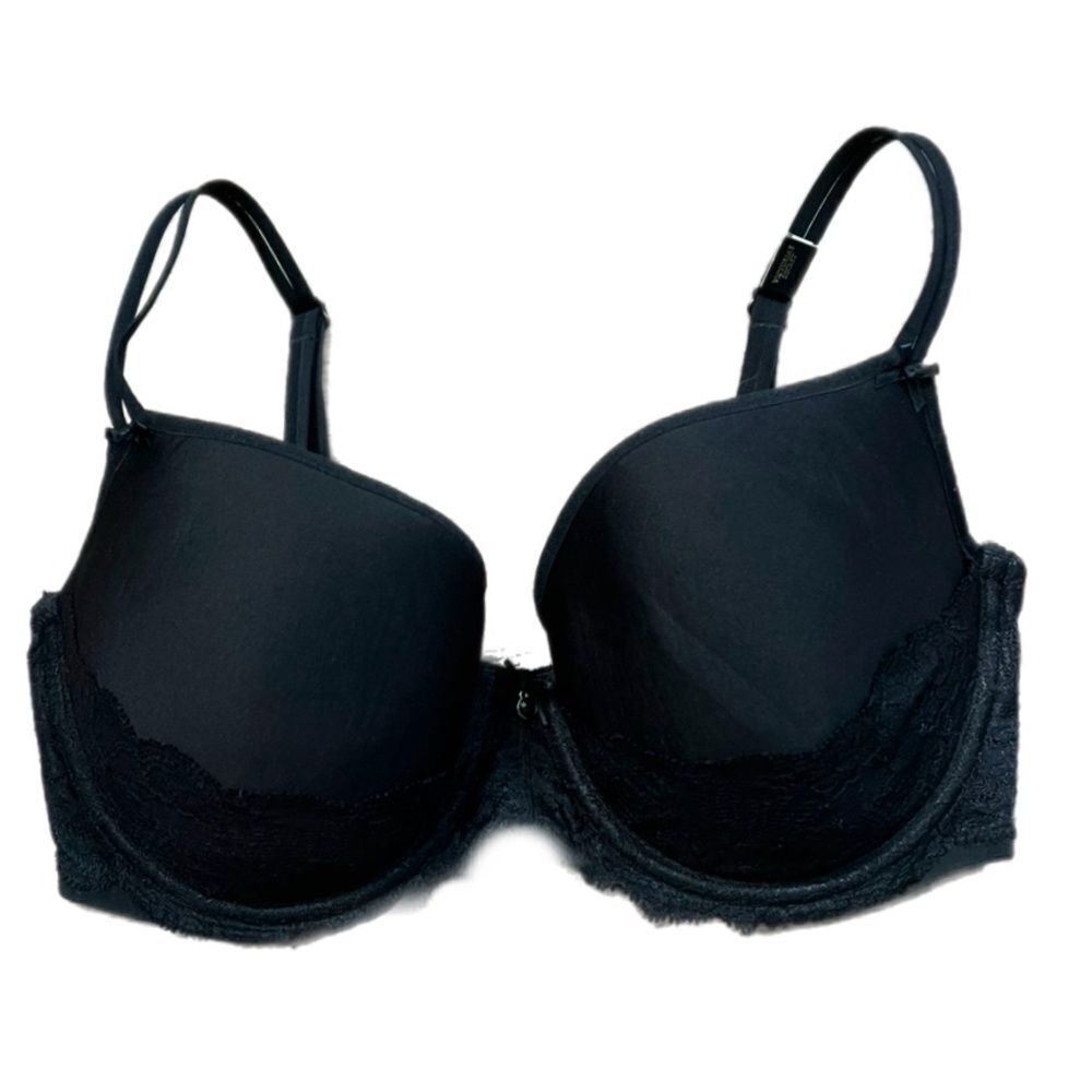 Victoria’s Secret Lined Demi with Lace Detail bra black 32DDD
